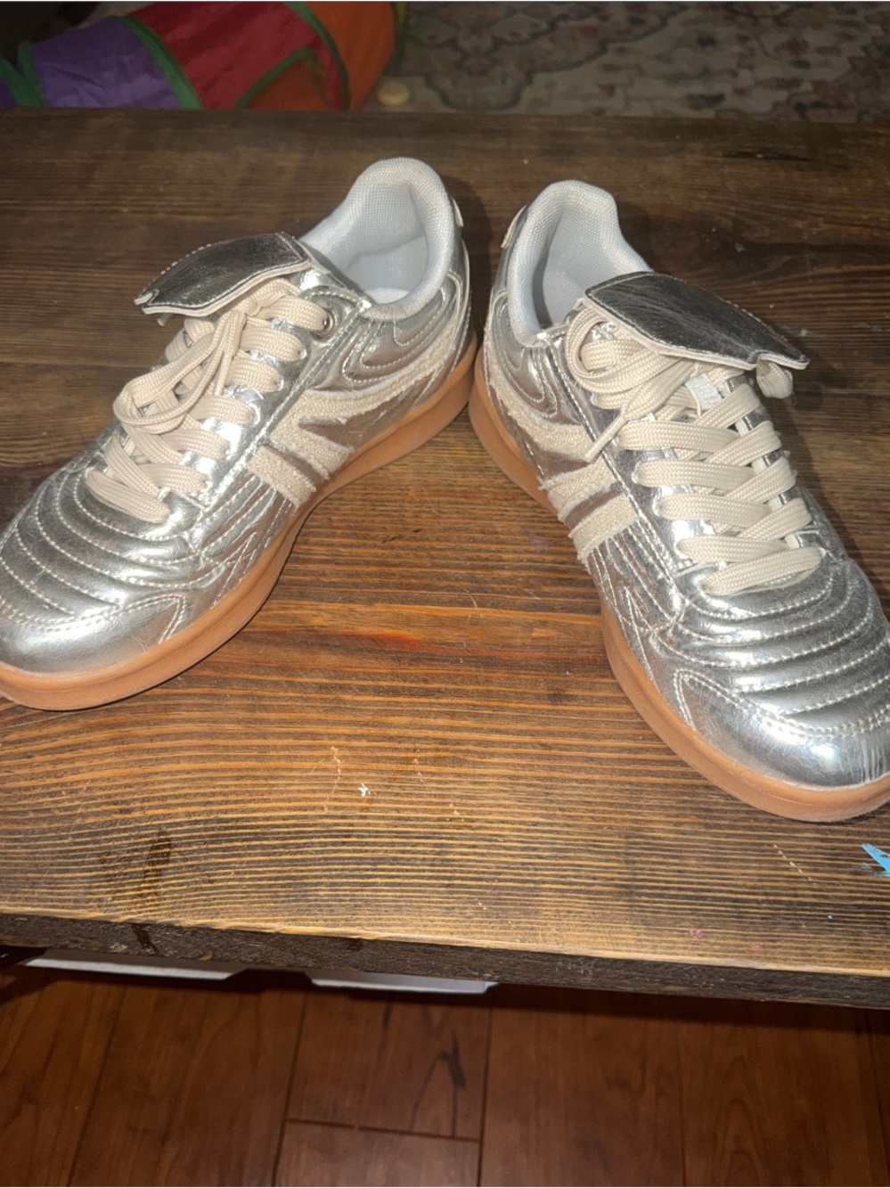 Amazon Metallic Silver Sneakers with Gum Soles